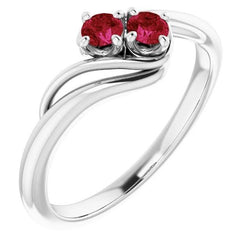 Twee stenen 1 karaat robijn ring wit goud 14K