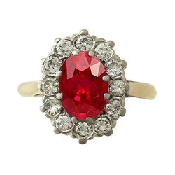 Tweekleurig goud 14K 4.75 ct rode robijn met diamanten ring Nieuw