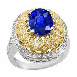 Tweekleurige gouden ring met 3,11 ct Sri Lanka saffierdiamanten