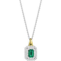 Tweekleurige groene smaragd en diamanten hanger ketting 3.80 karaat