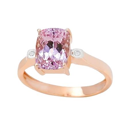 Tweekleurige grote roze Kunzite 27.10 karaats diamanten ring - harrychadent.nl