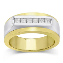 Afbeelding in Gallery-weergave laden, Tweekleurige Gouden 14K Herenringband Princess Echt Diamond 0,72 Karaat
