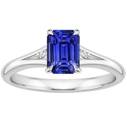 Verlovingsring 3 Stenen Smaragd Ceylon Saffier & Diamant 3,25 Karaat