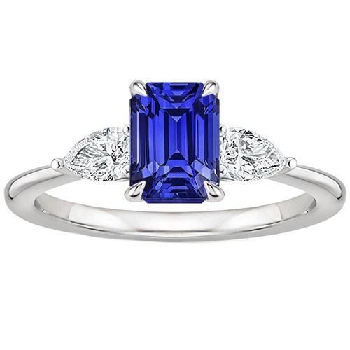 Verlovingsring 3 Stenen Smaragd Ceylon Saffier & Diamant 3,50 Karaat - harrychadent.nl