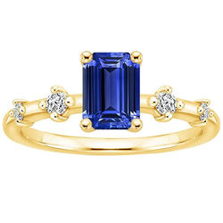 Verlovingsring 5 Stenen Smaragd Blauwe Saffier & Diamant 3,50 Karaat