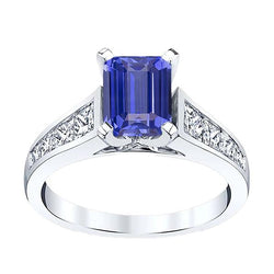Verlovingsring Emerald Ceylon Sapphire Channel Set diamanten 3 karaat