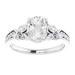 Verlovingsring Markiezin & Ovale Oude Mijnwerker Diamanten 7.75 Karaat Sieraden