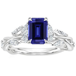 Verlovingsring Met Zijstenen Ceylon Saffier & Diamant 4,50 Karaat