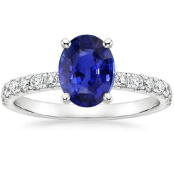 Verlovingsring Ovaal Sri Lankaanse saffier & diamanten accenten 4,25 karaat