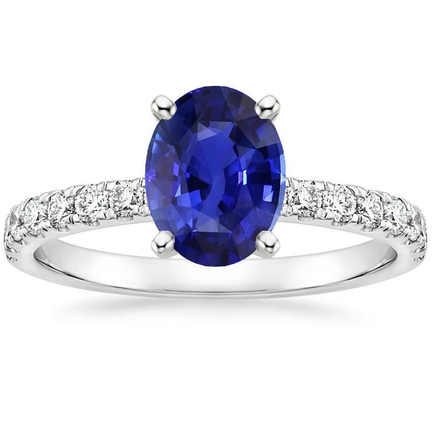 Verlovingsring Ovaal Sri Lankaanse saffier & diamanten accenten 4,25 karaat - harrychadent.nl