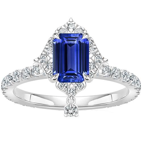 Verlovingsring Piramidestijl Blauwe Saffier & Diamant 4,50 Karaat - harrychadent.nl