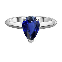Verlovingsring Solitaire Peer Cut Sri Lankaanse saffier 2 karaat