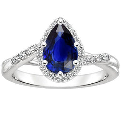 Verlovingsring Twist Style Peer Blauwe Saffier & Diamanten 5 Karaat