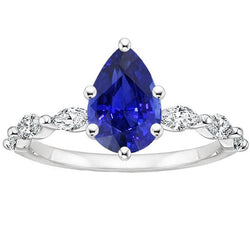 Verlovingsring met accenten Peer blauwe saffier en diamanten 3,75 karaat