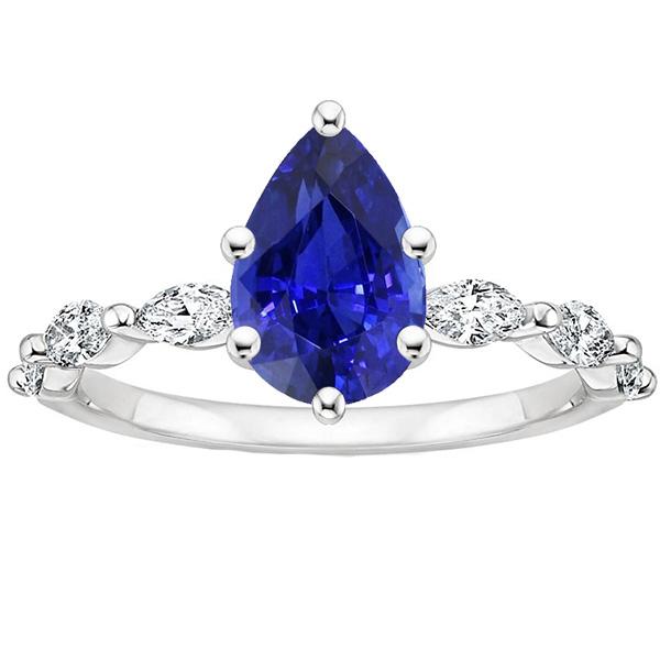 Verlovingsring met accenten Peer blauwe saffier en diamanten 3,75 karaat - harrychadent.nl