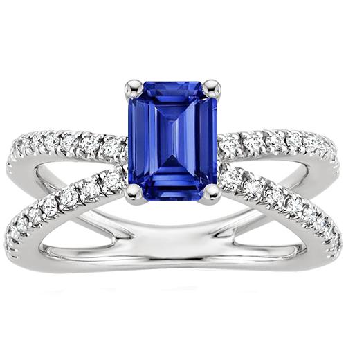 Verlovingsring met gespleten schacht Blauwe saffier en diamant 4,25 karaat - harrychadent.nl