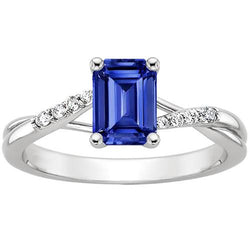 Verlovingsring met zijstenen blauwe saffier en diamant 3,25 karaat