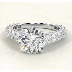 Verlovingsring ronde diamanten ring 3,80 karaat sieraden wit goud 14K
