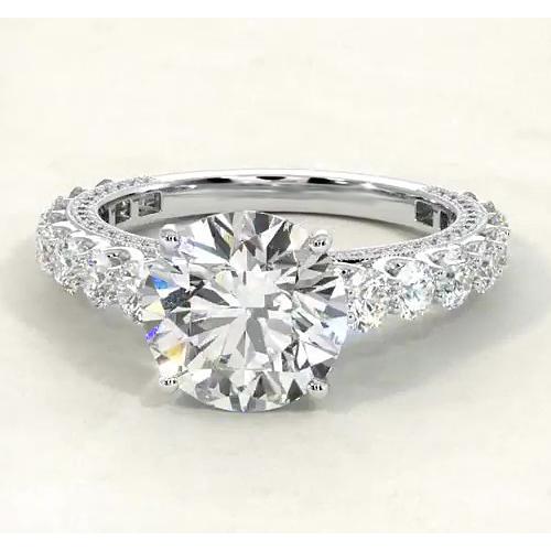 Verlovingsring ronde diamanten ring 3,80 karaat sieraden wit goud 14K - harrychadent.nl