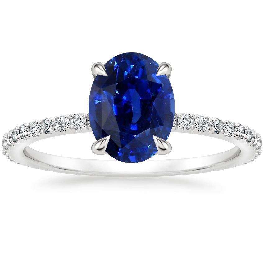 Verlovingsring voor dames Ovaal Blauwe Saffier & Diamanten Accenten 4 Karaat - harrychadent.nl