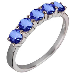 Vijf stenen ronde tanzaniet edelsteen 2,50 karaat ringband sieraden