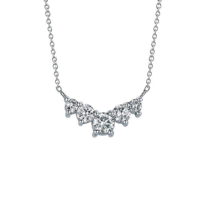 Vijf Stenen Echt Diamanten Halsketting Hanger 1,55 Karaat 14K Witgoud
