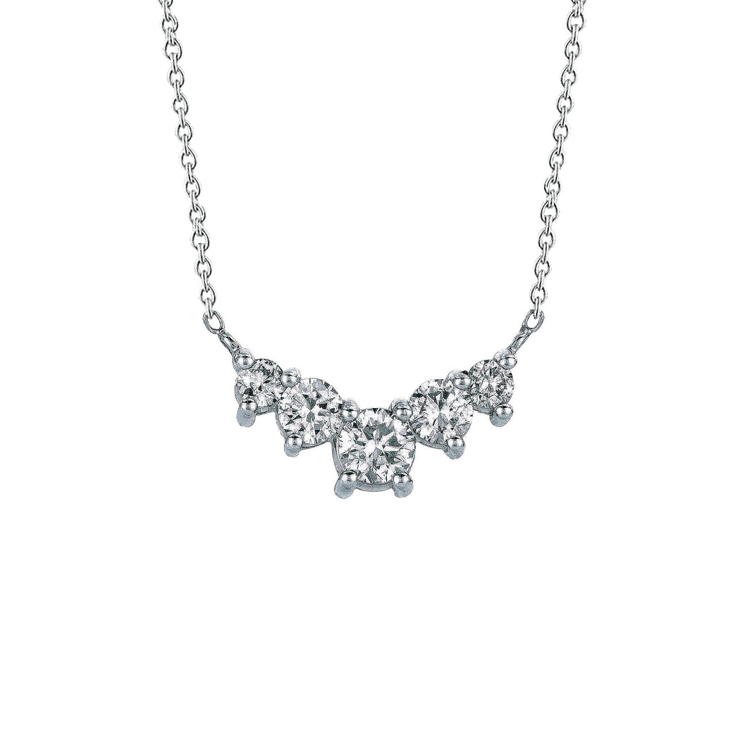 Vijf Stenen Echt Diamanten Halsketting Hanger 1,55 Karaat 14K Witgoud