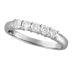 Vijf Stenen Echt Diamanten Halve Eeuwigheid Band 0,50 Karaat 14K Witgoud