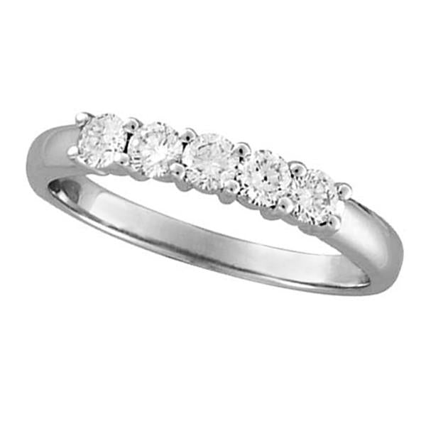 Vijf Stenen Echt Diamanten Halve Eeuwigheid Band 0,50 Karaat 14K Witgoud