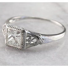 Afbeelding in Gallery-weergave laden, Vintage stijl 1 karaat solitaire prinses diamanten ring wit goud - harrychadent.nl
