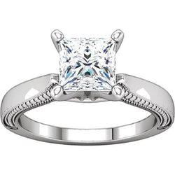 Vintage stijl 2 karaat prinses diamanten solitaire ring wit goud 14K
