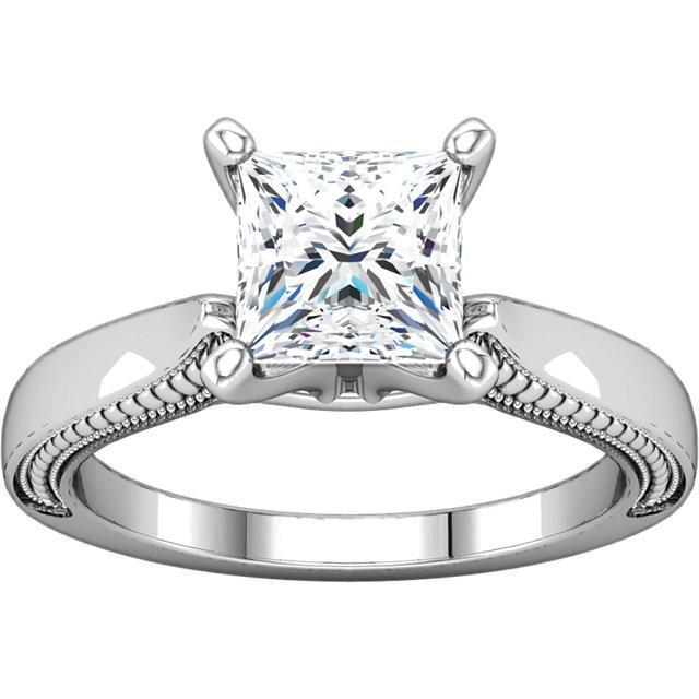 Vintage stijl 2 karaat prinses diamanten solitaire ring wit goud 14K - harrychadent.nl