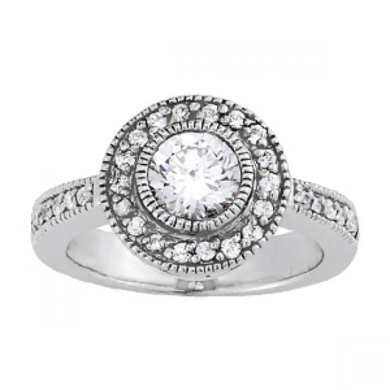 Vintage stijl Halo ronde diamanten verlovingsring 1,50 karaat WG 14K - harrychadent.nl