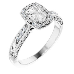Vintage stijl Halo verlovingsring kussen oud geslepen diamant 3,25 karaat