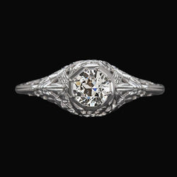 Vintage stijl Solitaire ring oude mijn geslepen diamant 1,50 karaat filigraan