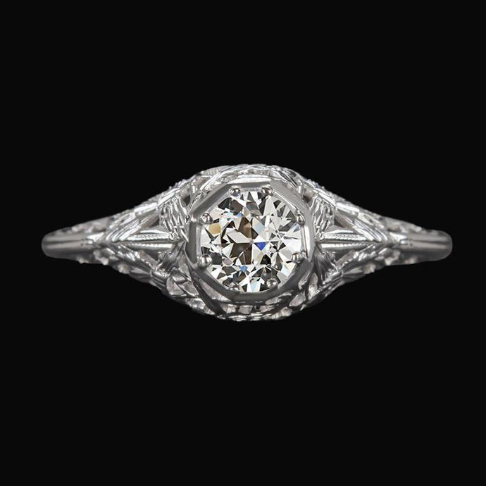 Vintage stijl Solitaire ring oude mijn geslepen diamant 1,50 karaat filigraan - harrychadent.nl