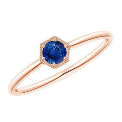 Vintage stijl blauwe saffier solitaire ring dames rose goud 1,50 karaat