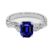 Afbeelding in Gallery-weergave laden, Vintage stijl diamant en Ceylon saffier Smaragd geslepen ring 5,50 karaat
