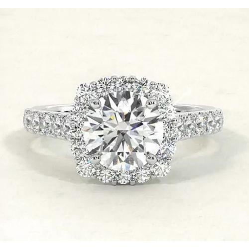 Vintage stijl diamanten Halo Ring 4,50 karaat witgoud 14K - harrychadent.nl