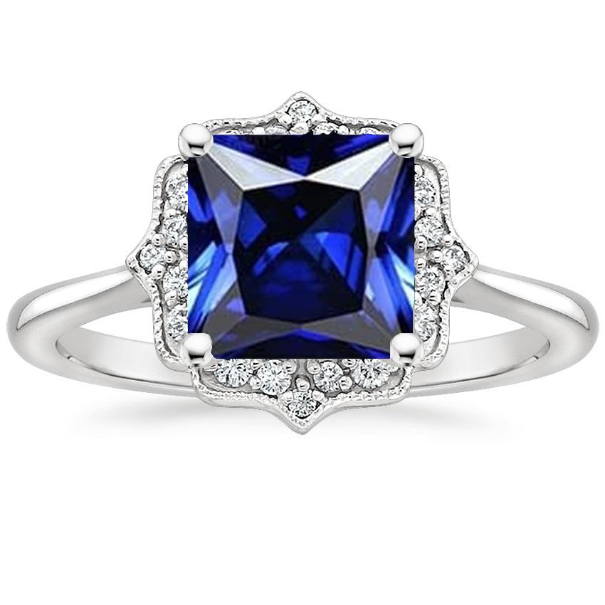 Vintage stijl diamanten Halo ring Ceylon saffier edelsteen 6 karaat goud - harrychadent.nl