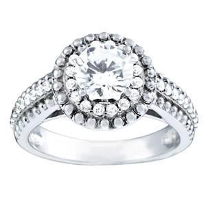 Vintage stijl diamanten halo ring met accenten 1.19 ct. Wit goud 14K - harrychadent.nl