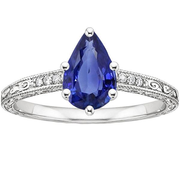 Vintage stijl diamanten jubileum ring goud blauwe saffier 4,25 karaat - harrychadent.nl