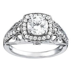 Vintage stijl diamanten ring met accenten 1.23 karaat witgoud 14K