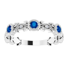 Afbeelding in Gallery-weergave laden, Vintage stijl diamanten ronde blauwe saffier ring 3 karaat wit goud 14K - harrychadent.nl
