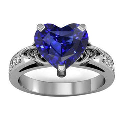 Vintage stijl edelsteen ring hart geslepen saffier & diamanten 3,50 karaat
