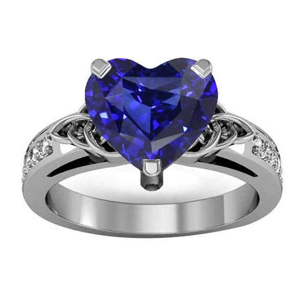 Vintage stijl edelsteen ring hart geslepen saffier & diamanten 3,50 karaat - harrychadent.nl