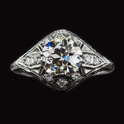 Vintage stijl jubileum ring ronde oude geslepen diamant 3,50 karaat