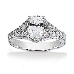 Vintage stijl ovale diamanten verlovingsring 1,51 ct. Wit goud 14K