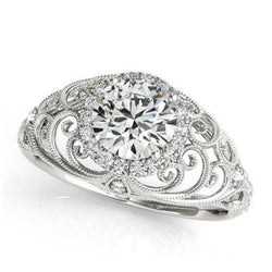 Vintage stijl ronde diamanten ring 1,75 karaat witgoud 14K