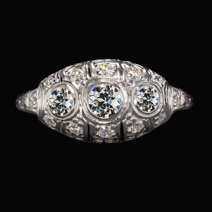 Vintage stijl ronde oude mijnwerker diamanten ring 4,25 karaat Milgrain Shank - harrychadent.nl